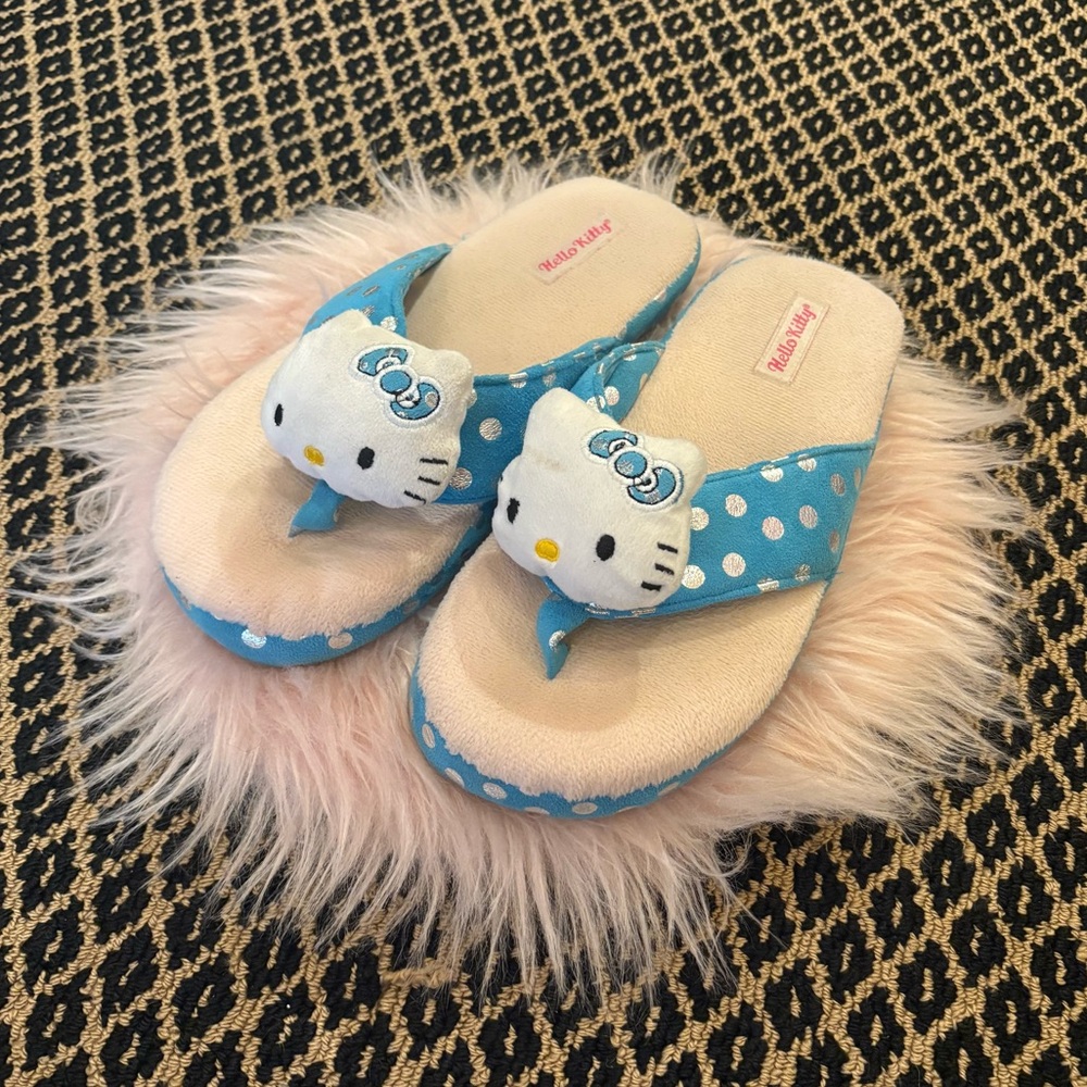Hello Kitty Blue Polka Dot Slippers